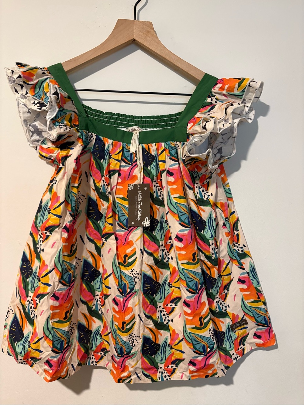 Matilda Jane Girls 14Y Tropical Floral Ruffle Top NWT 100% Cotton